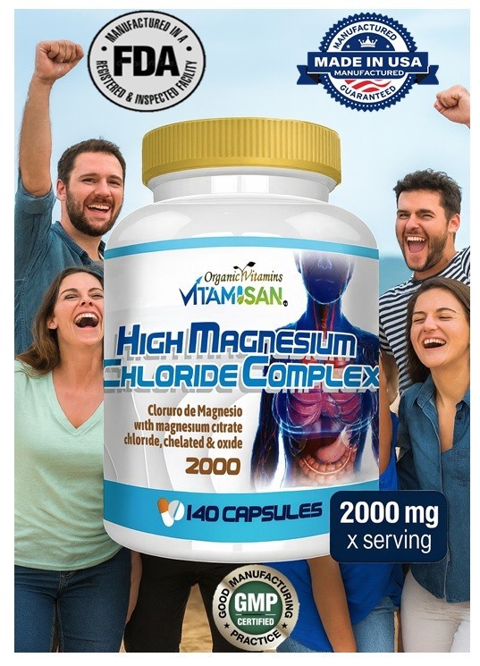 Magnesium Chloride (Cloruro de Magnesio) 2000 mg 280 capsules- 2 bottles