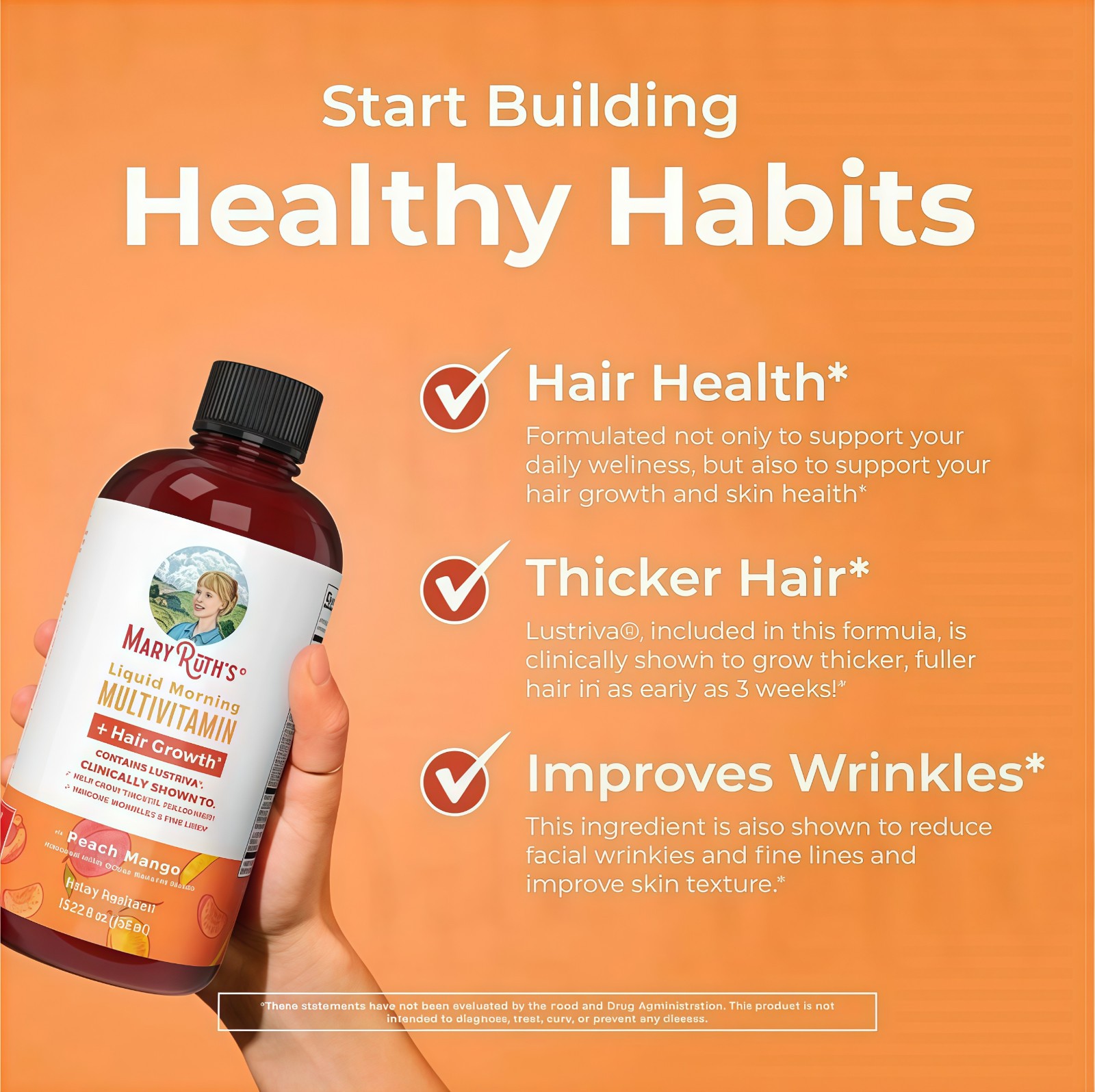 Mary Ruth’s Multivitamin + Hair Growth | 3 Pack | Peach Mango 15.22 oz brand…