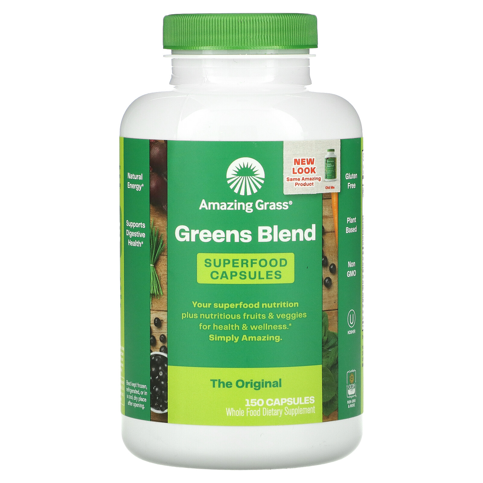 Amazing Grass Green Superfood 650 mg 150 Capsules Gluten-Free, Kosher, Raw,