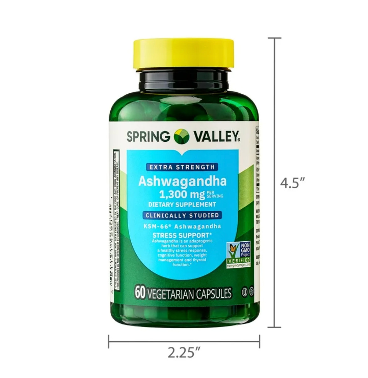 3 Pack Ashwagandha 1300 mg KSM-66 Spring Valley 180 Veg Caps