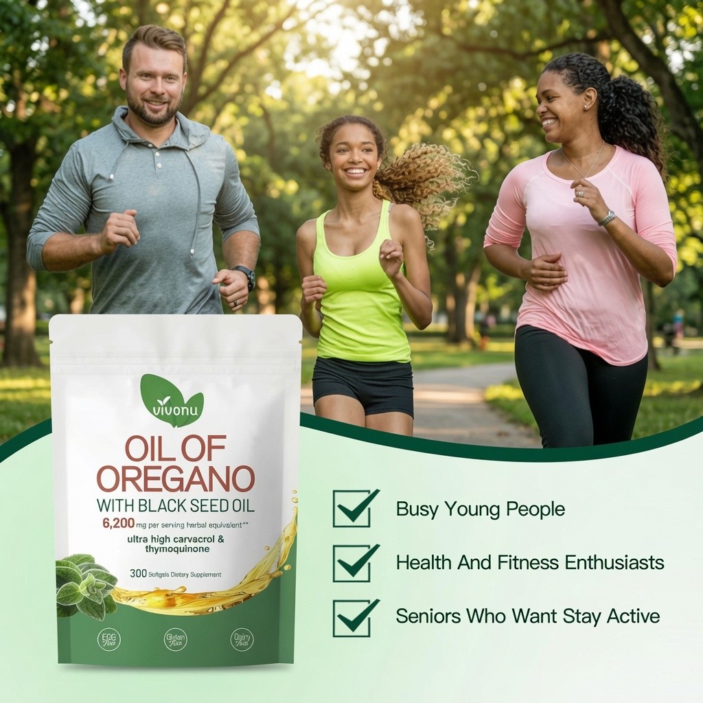 Vivonu Oil of Oregano Black Seed Oil 6200mg 300 Softgels High Carvacrol