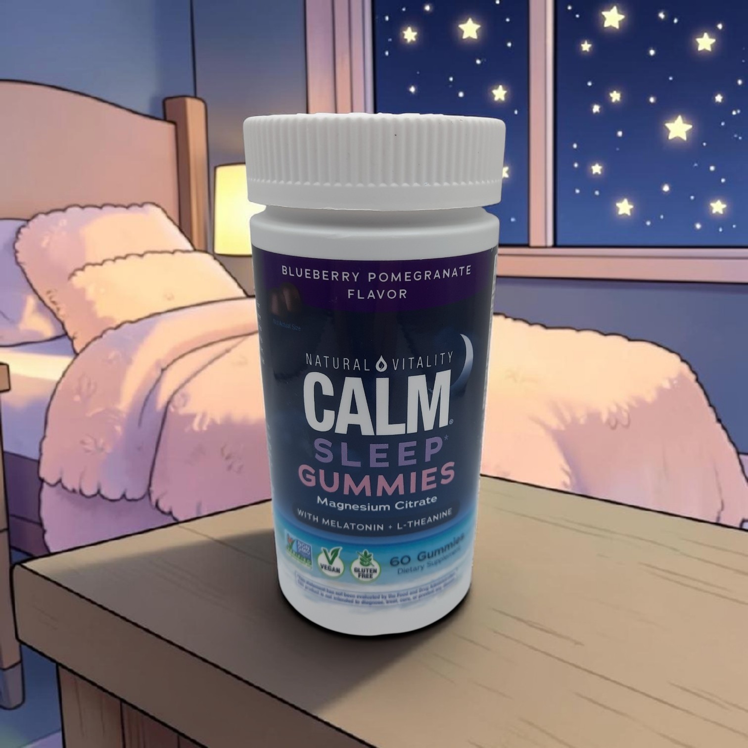 Natural Vitality Calm Sleep 60 gummies Magnesium Melatonin Blueberry E: 09/2027