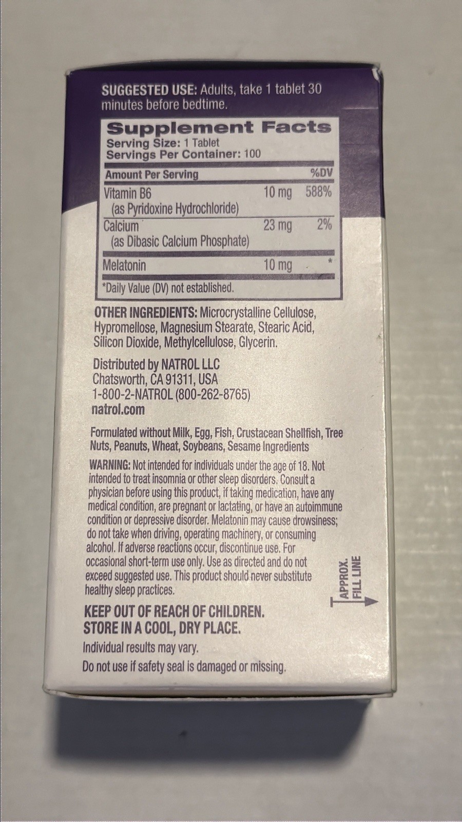Melatonin, Time Release, 10 mg, 100 Tablets Exp..06/2028