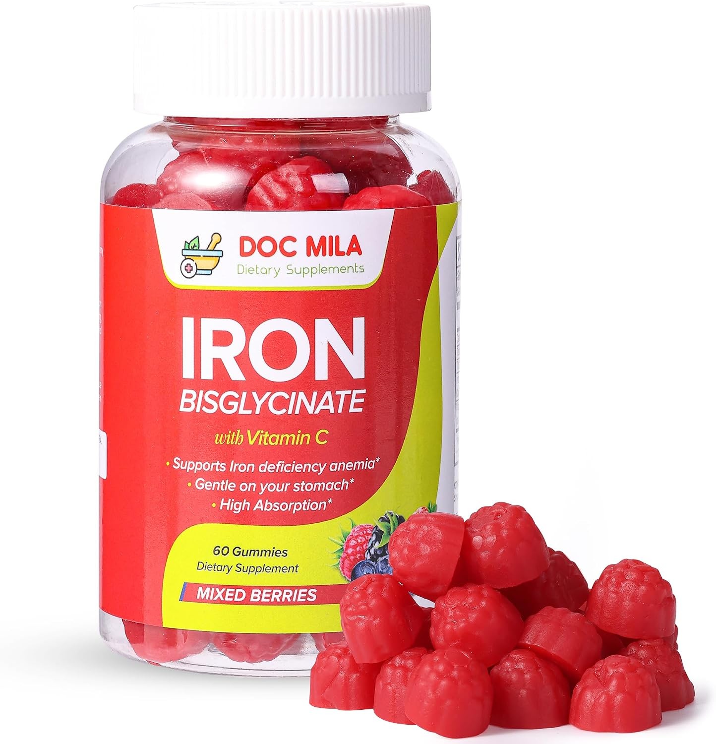 Iron Supplement for Kids and Adults – Iron Bisglycinate Gummies 25mg with Lipos
