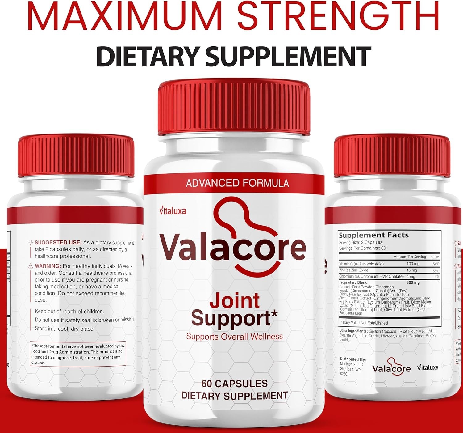 (2 Pack) Valacore Joint Support for Hip, Joint and Muscle Support (120 Capsules)