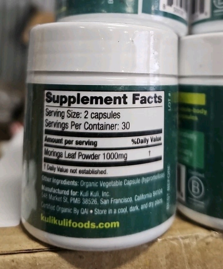 Kuli Kuli Organic Moringa Capsules X4- 60 Count Bott Premium Moringa Leaf Powder