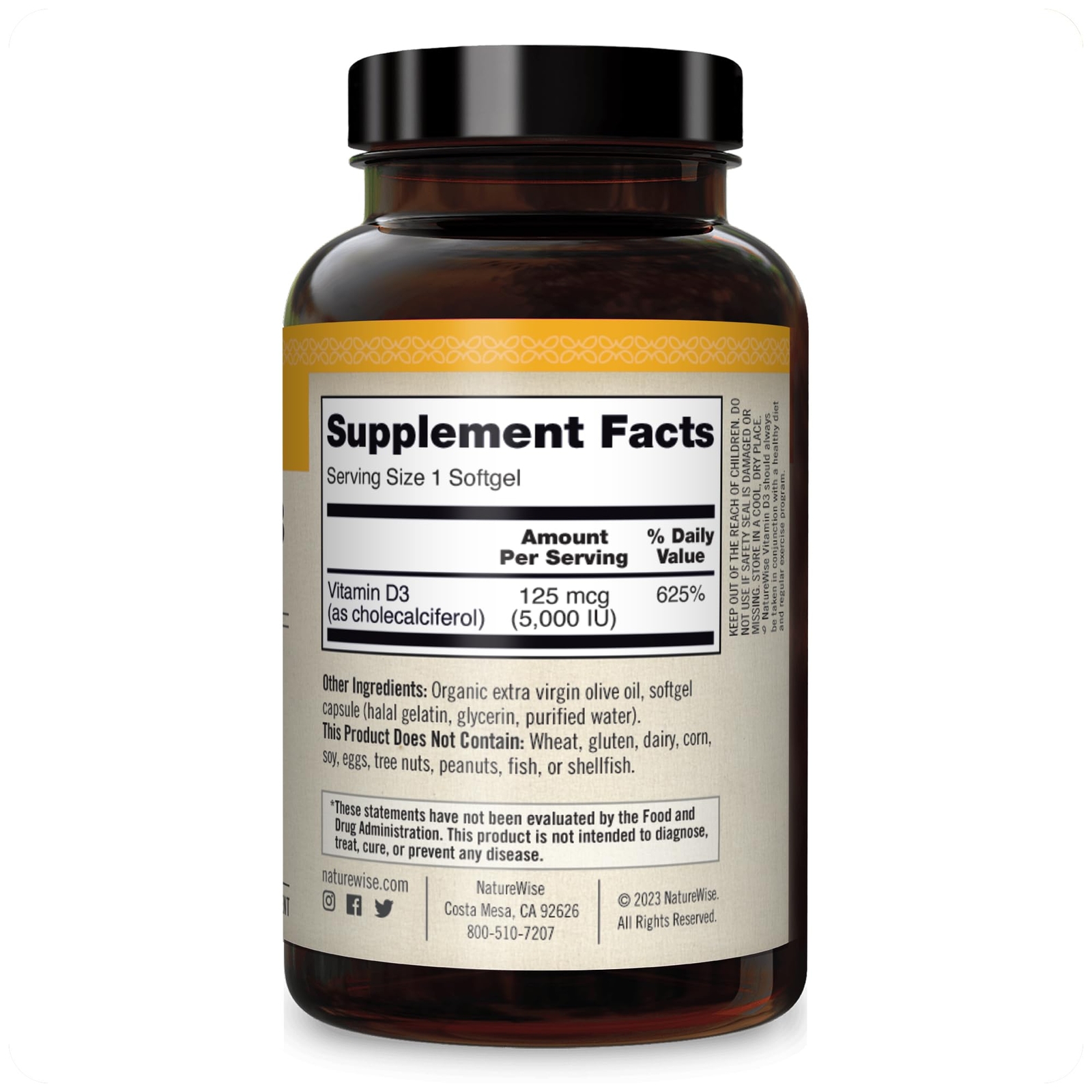 NatureWise Vitamin D3 5000iu (125 mcg) 1 Year Supply for Healthy Muscle Funct…