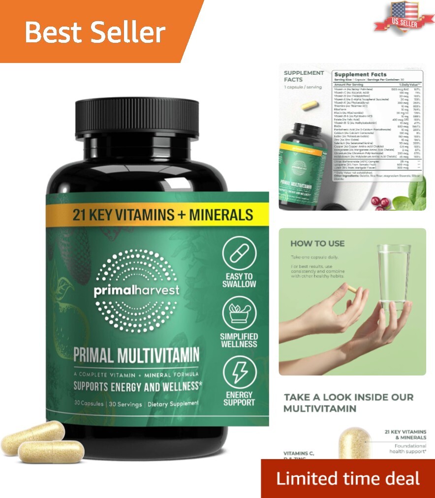 Primal Multivitamin – Daily Multi-Vitamin Supplement with 21 Essential Vitami…