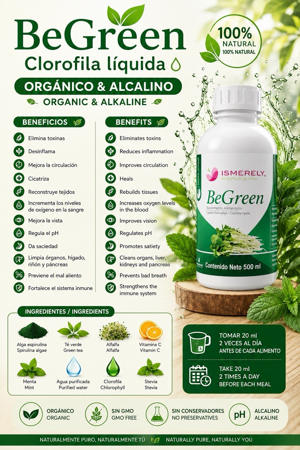 Ismerely Clorofila Liquida Oxigena y Depurar La Sangre Desintoxicar El Organismo