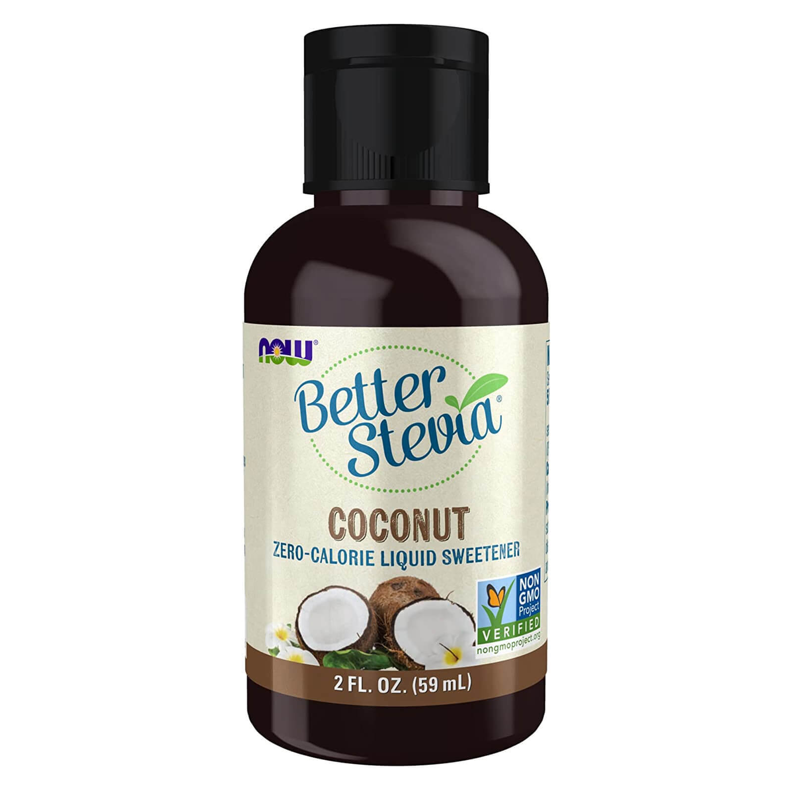 Now BetterStevia Liquid Coconut, 2 fl oz, Zero-Calorie Liquid Sweetener
