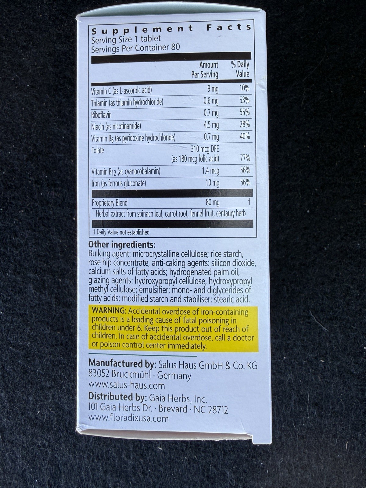 Salus Floradix Iron Plus Herbs 80 Tablets BB 05/2027