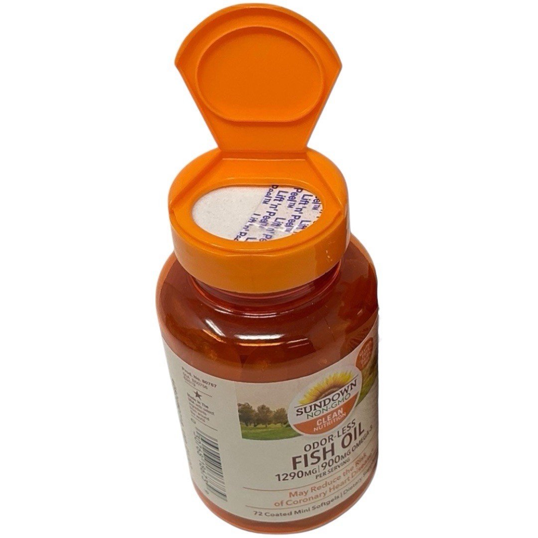 Sundown Odorless Fish Oil, 1290mg, Omega 3 Dietary Supplement, Supports Heart