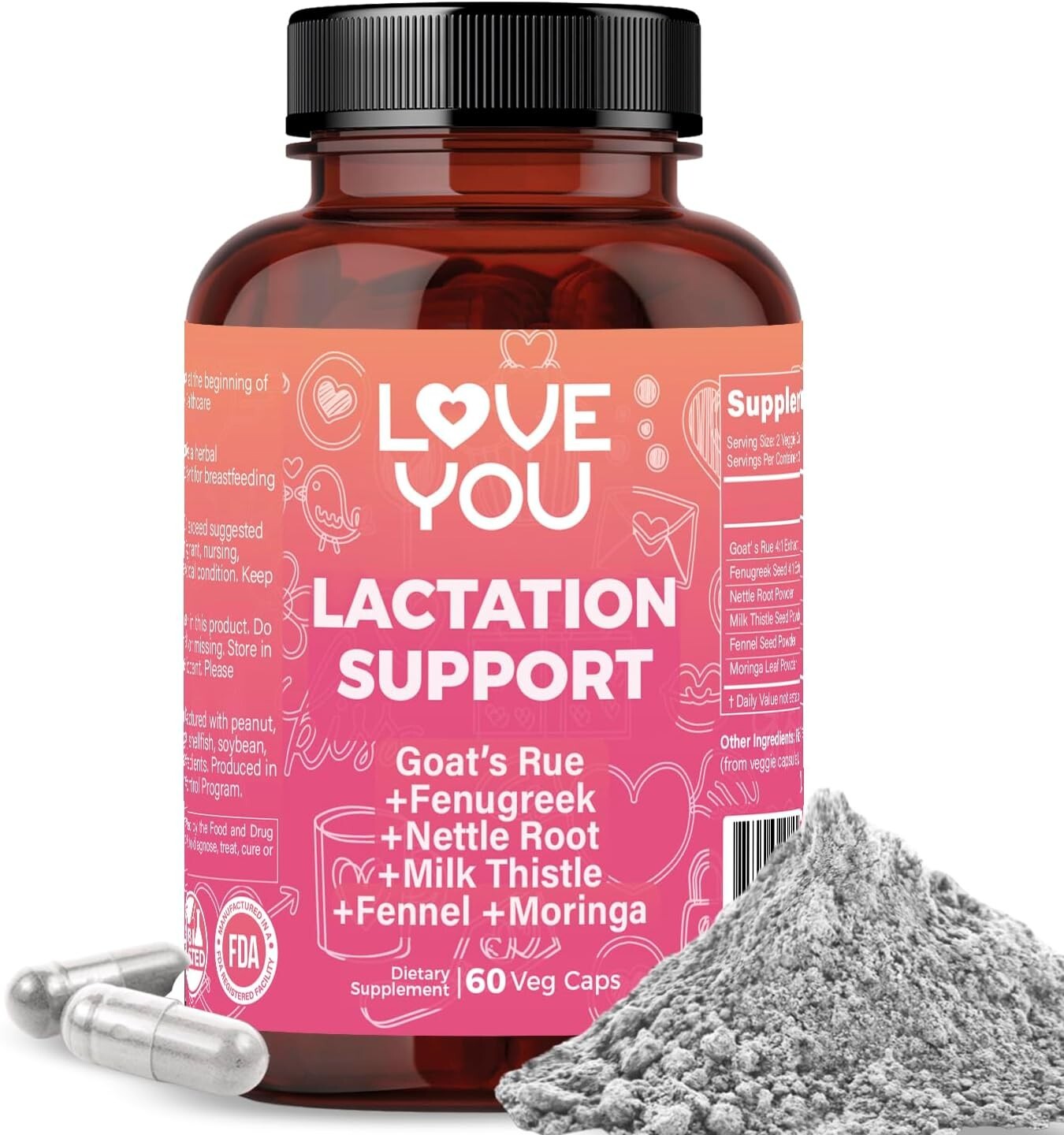 Lactation Support Supplement for Women Goat´s Rue Fenugreek Nettle Root Moringa