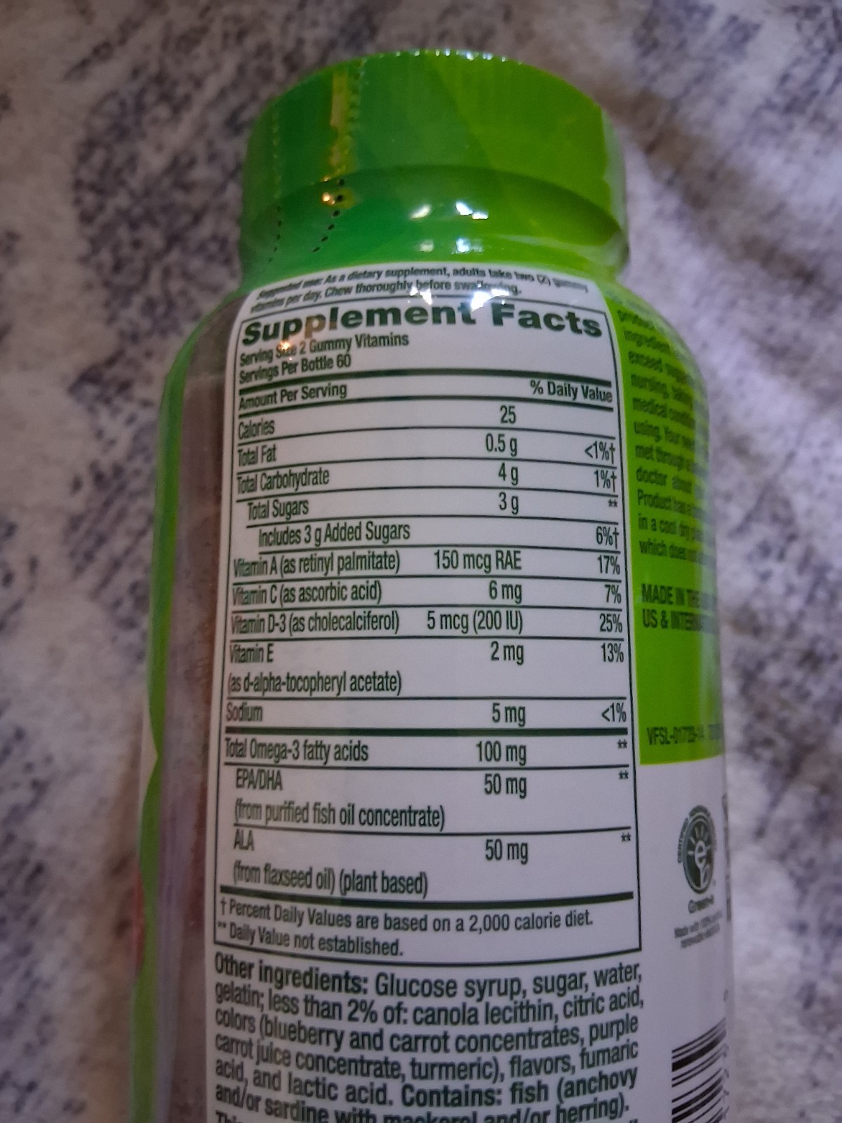 Vitafusion Omega-3 Gummy Vitamins, Berry Lemonade Flavor, 120 Gummies. 11-2026