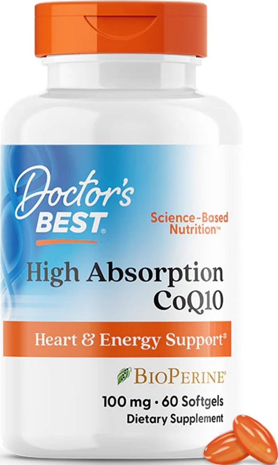 High Absorption CoQ10 with BioPerine, Gluten Free, Heart Health & Energy, 100mg,
