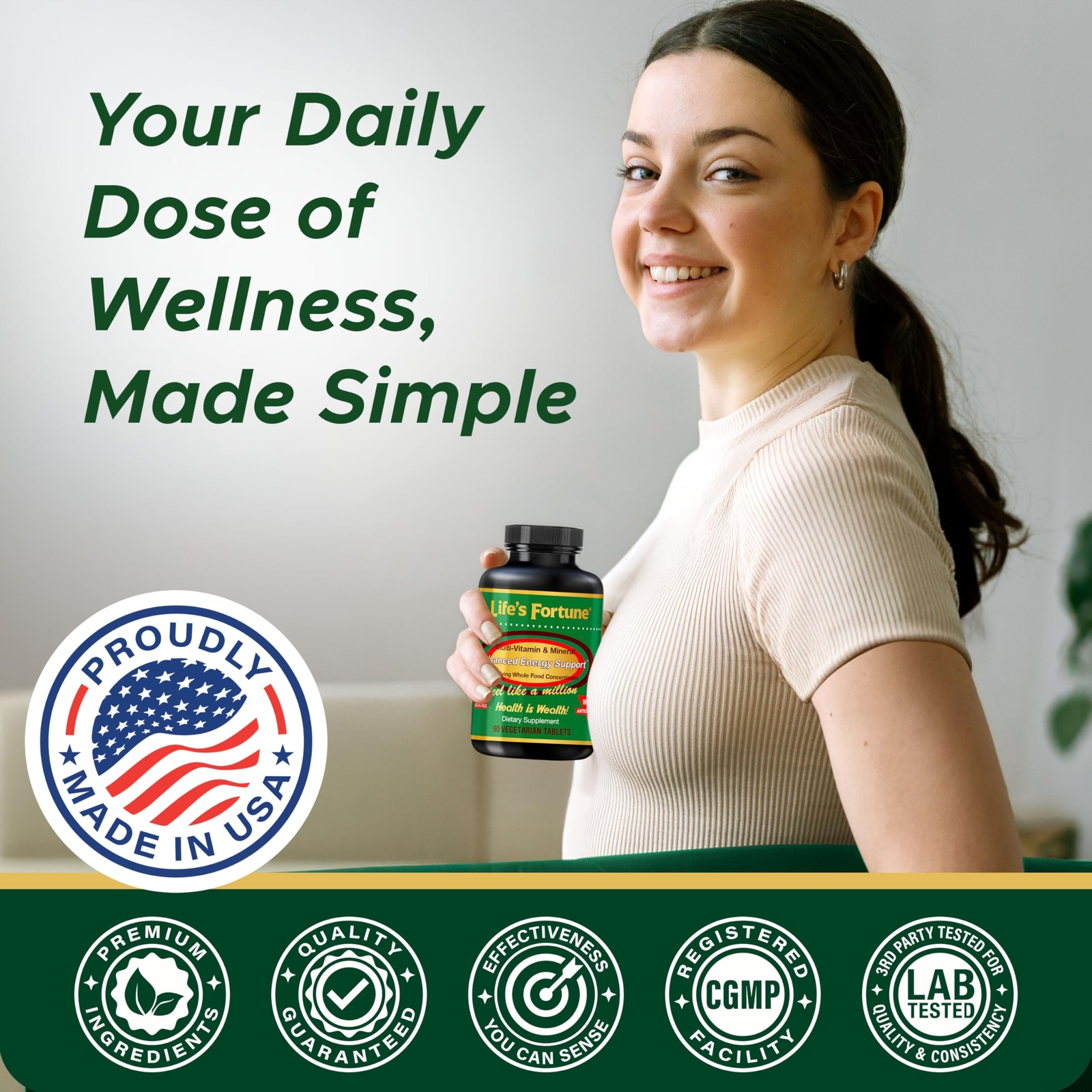 Life’s Fortune Multivitamin All Natural Energy Source Supplying Whole Food Co…