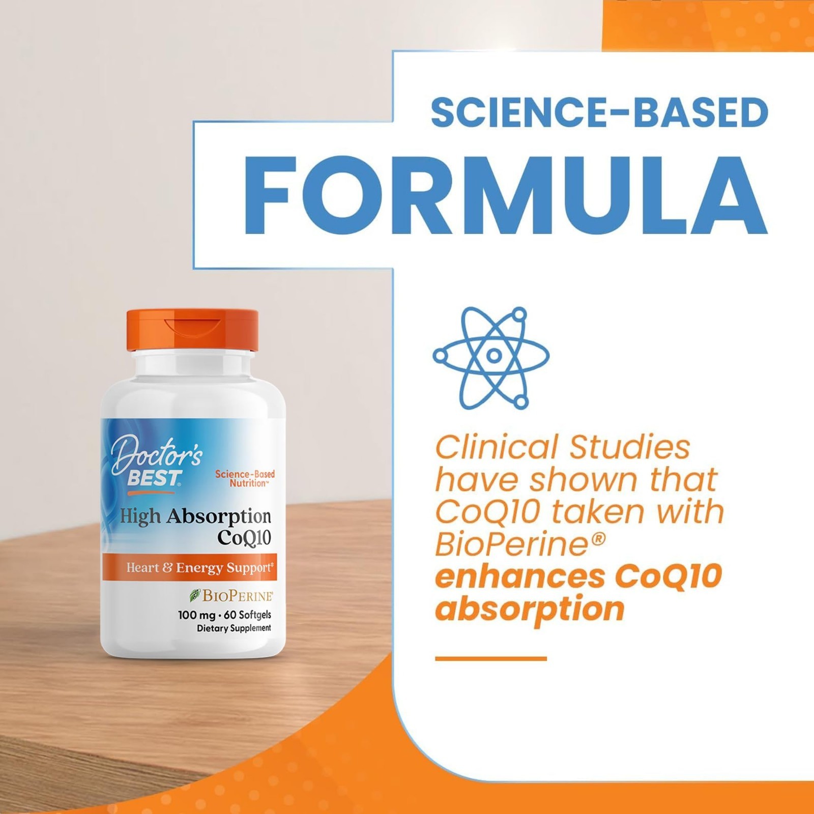 High Absorption CoQ10 with BioPerine, Gluten Free, Heart Health & Energy, 100mg,