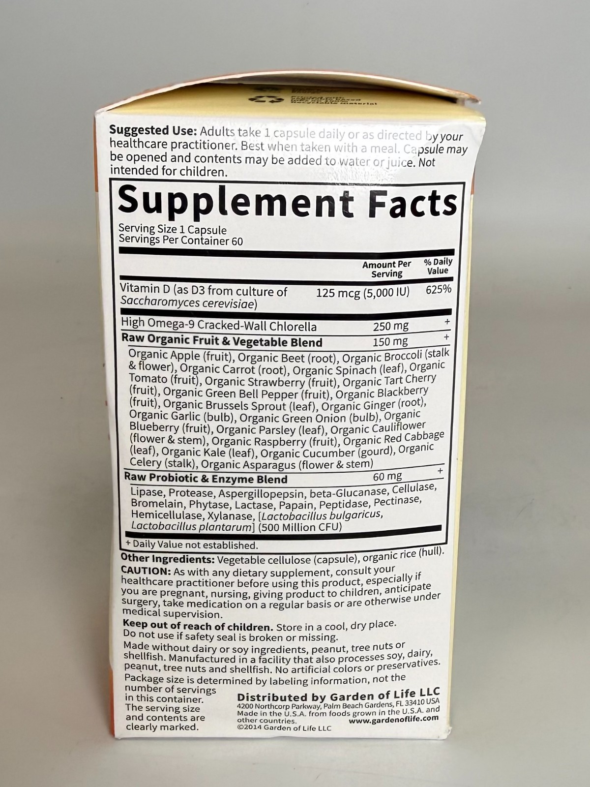 Garden of Life Vitamin Code Raw D3 5000 IU 125mcg – 60 Capsules *EXP 10/2027*