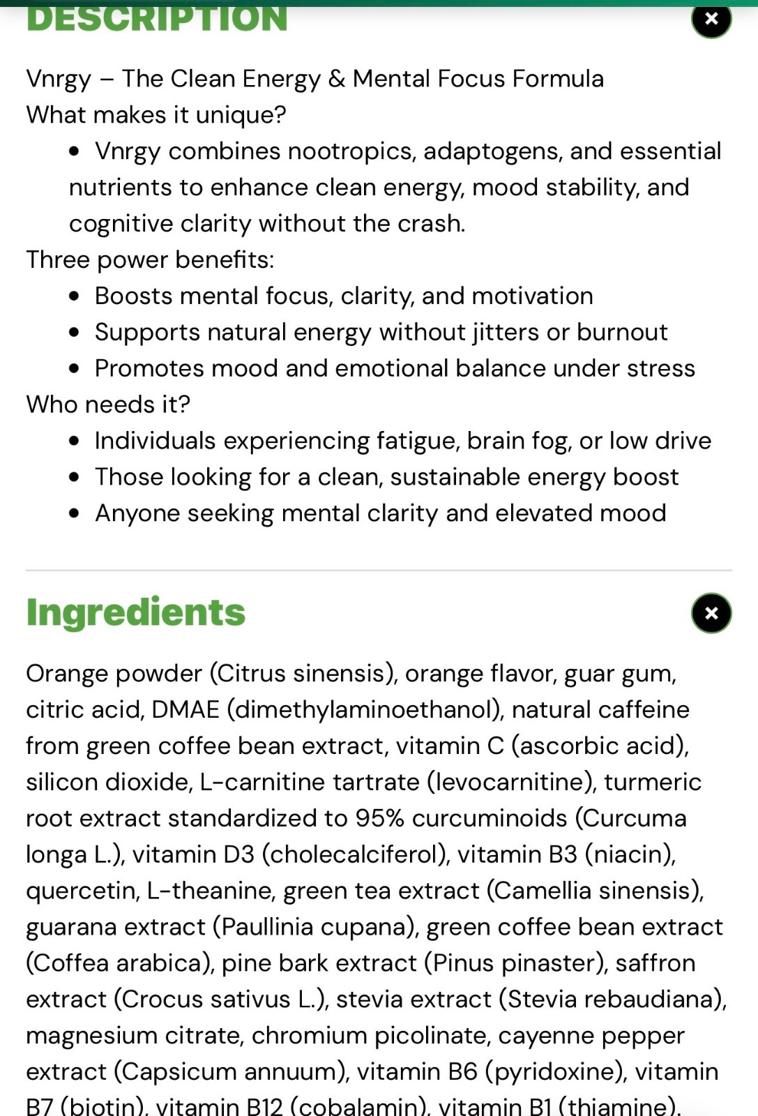 Vital Health V-NRGY Powdered Dietary Supplement-Tropical Flavored-Energy & Focus