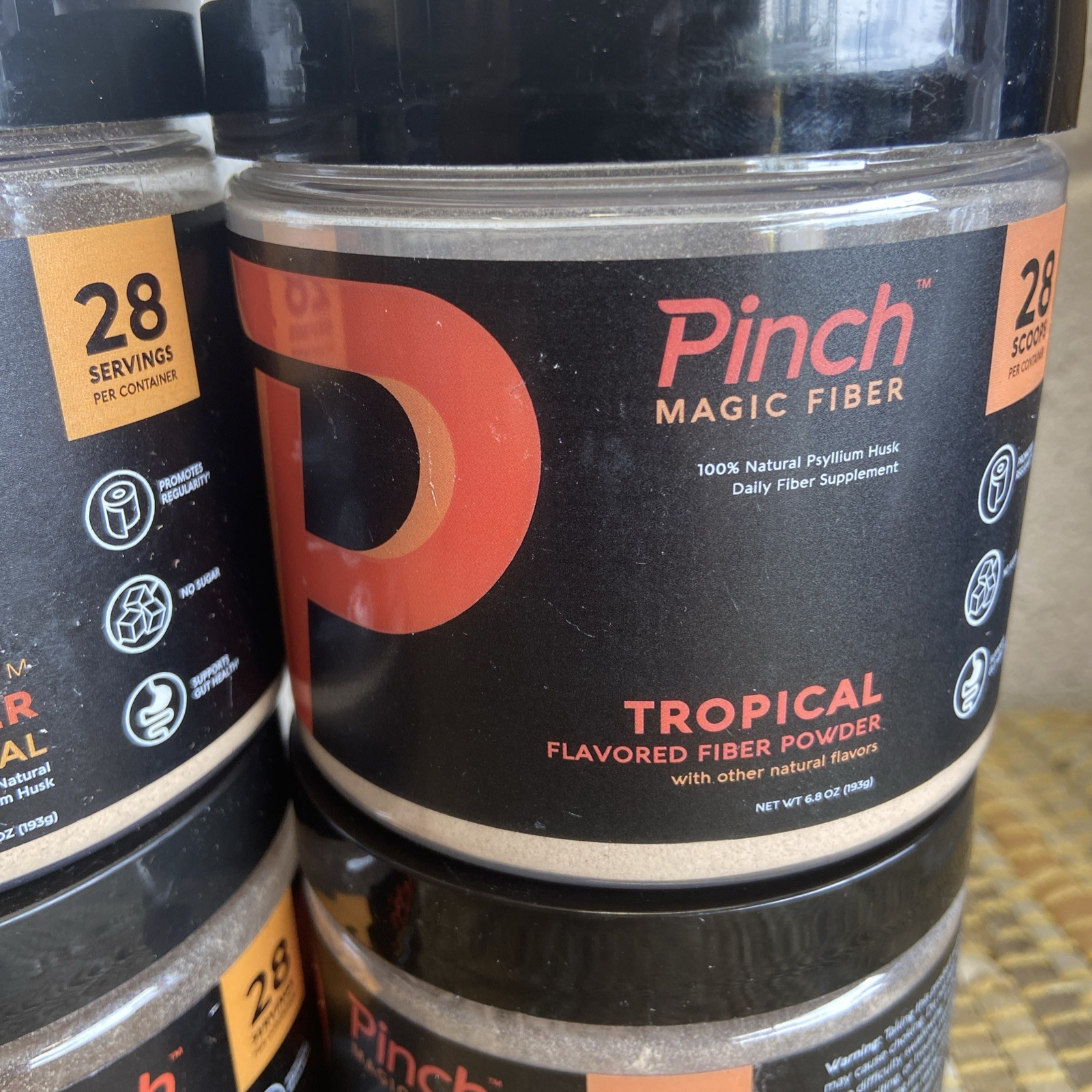 Lot Of 4 Pinch Magic Fiber Supplement Powder Tropical Flavored Psyllium Husk