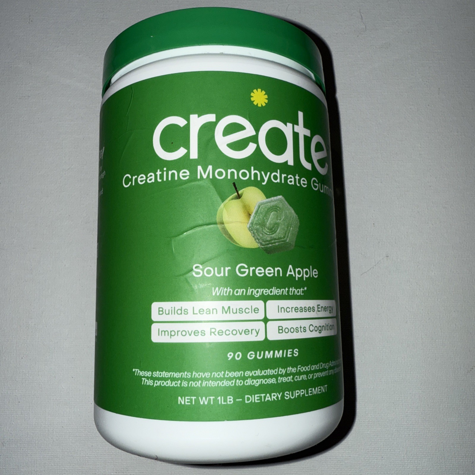 Creatine Gummies 1.5g – Sour Green Apple | Focus, Strength, Endurance | 90 ct