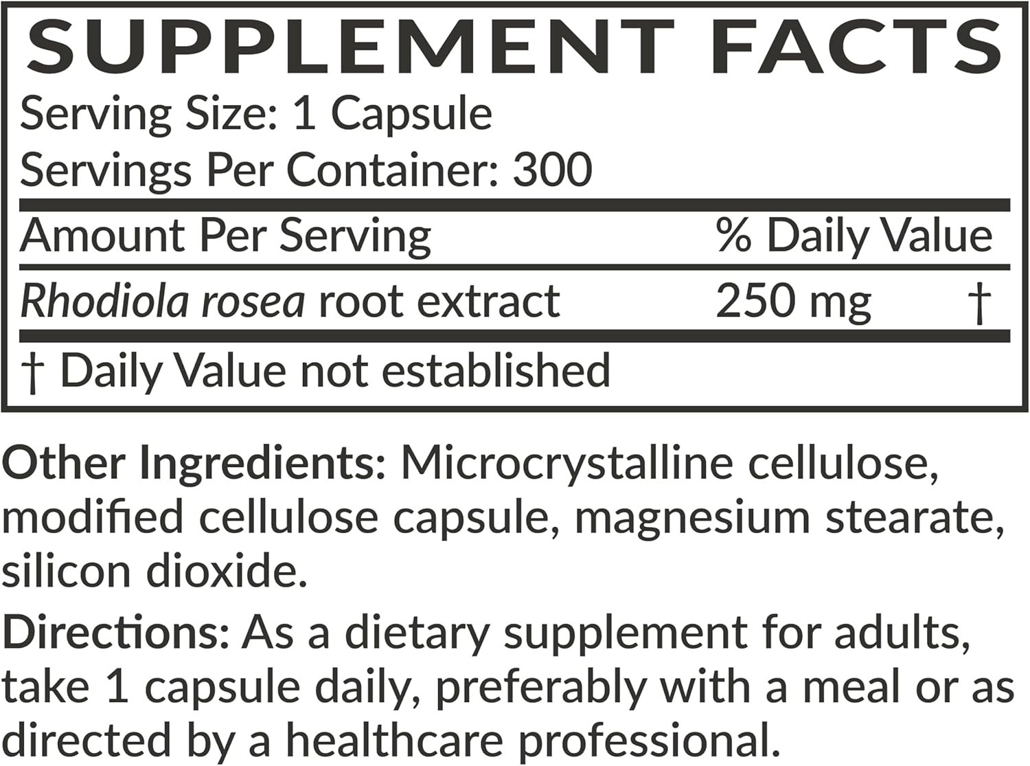 Rhodiola Rosea 1000 MG – 300 Capsules for Energy & Brain Health