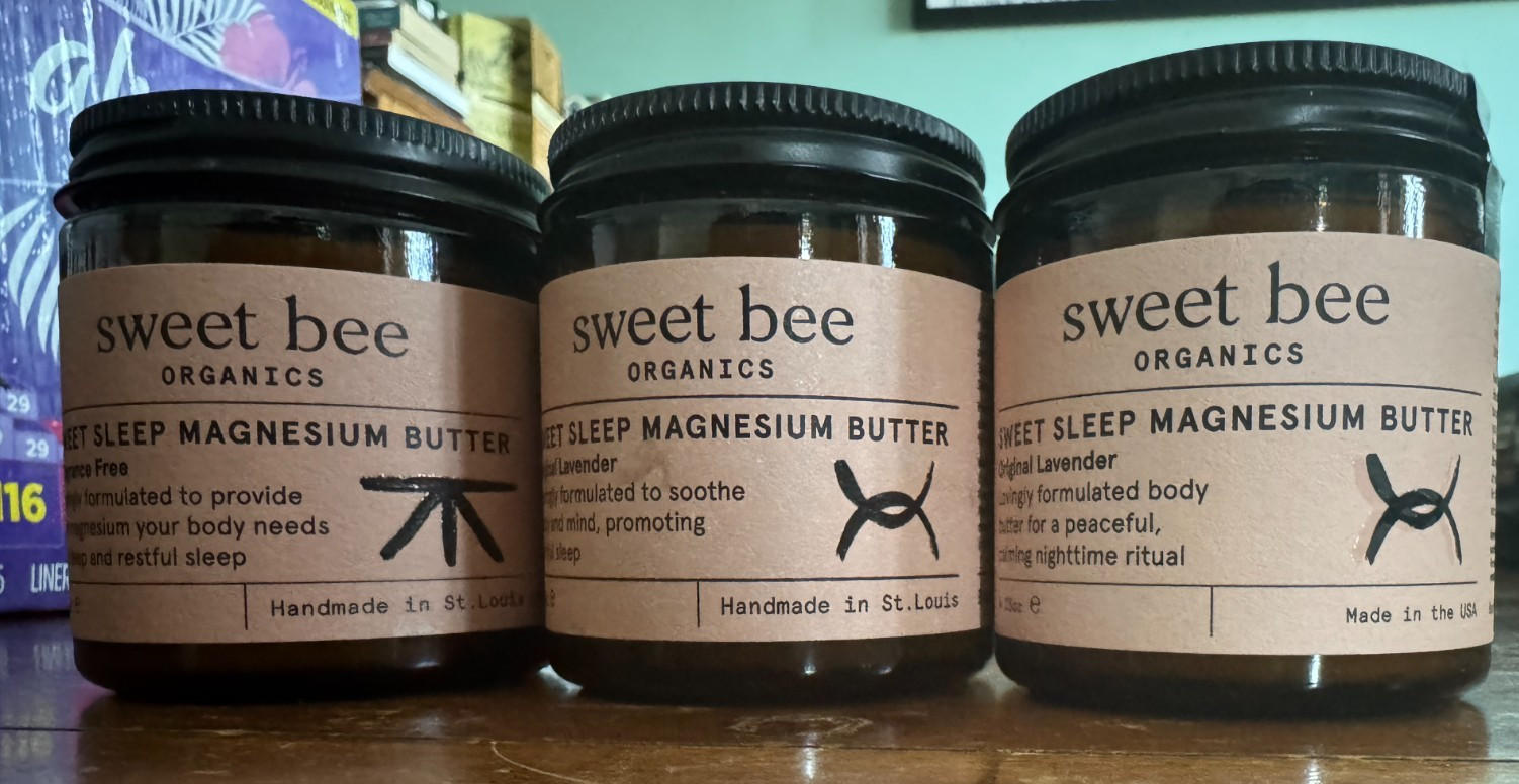 Sweet Bee Organics Magnesium Butter /Lavender (3-4 Oz Jars) w/Calming Roller