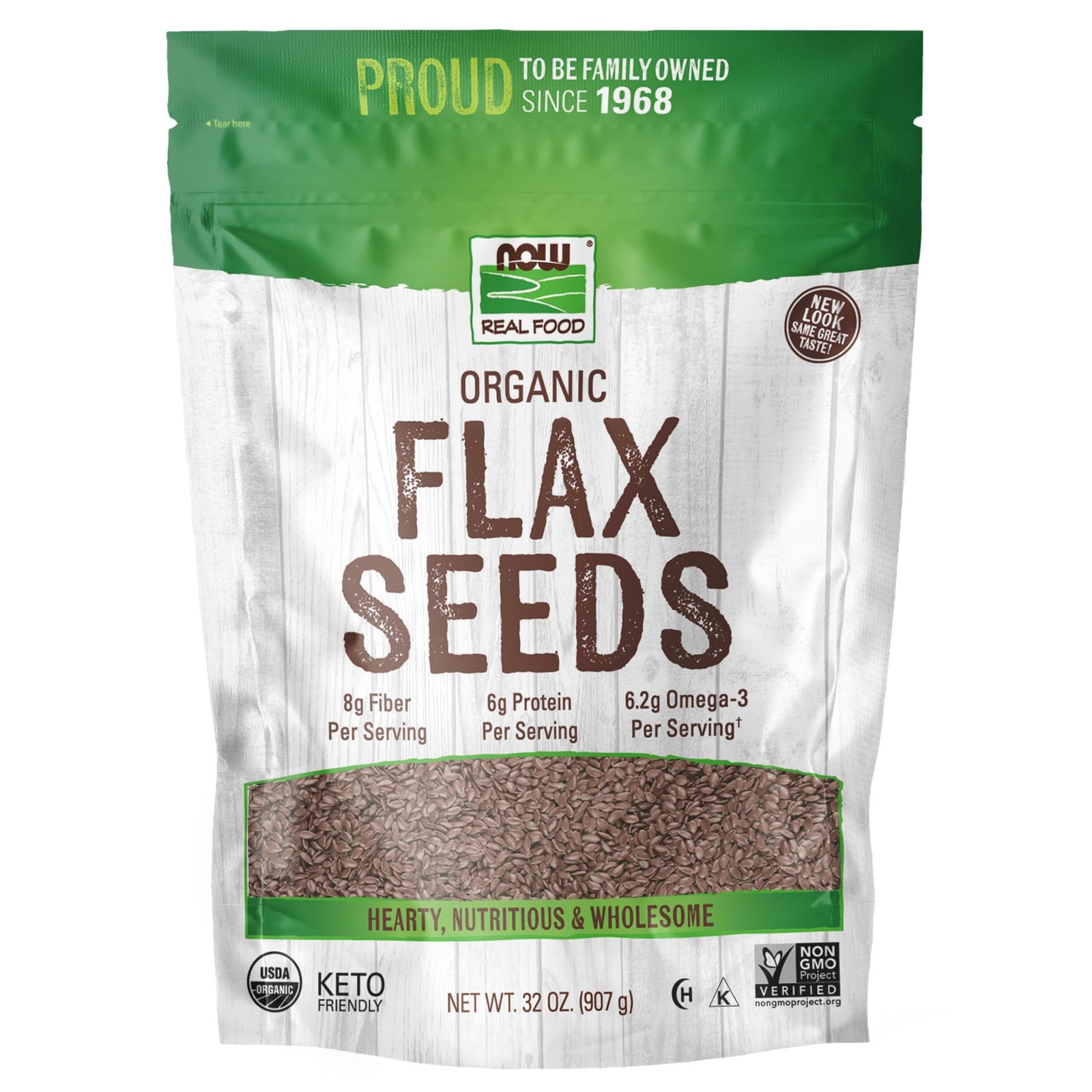 NOW Foods, Organic Flax Seeds, Source of Essential Fatty 2 Pound, No Color