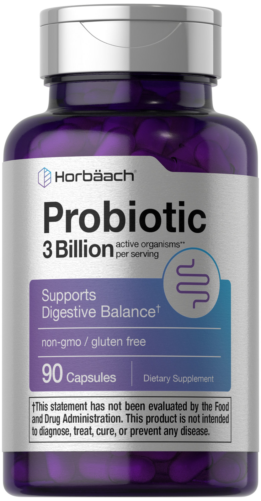 Probiotic for Women & Men | 3 Billion CFU | 90 Capsules | Non-GMO by Horbaach