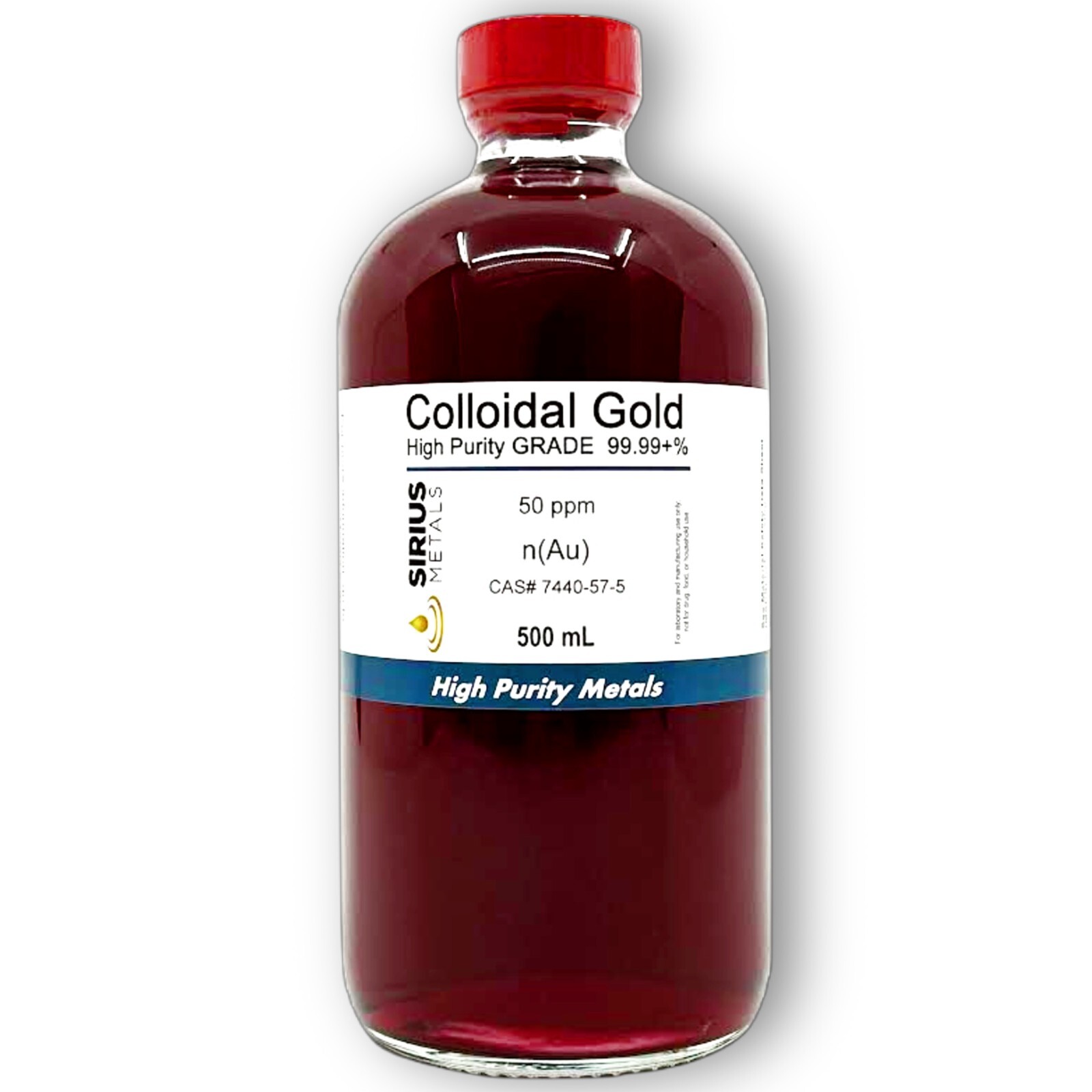 True Colloidal Gold – 50 ppm – 500 mL (16.9 Fl Oz) in Clear Glass Bottle