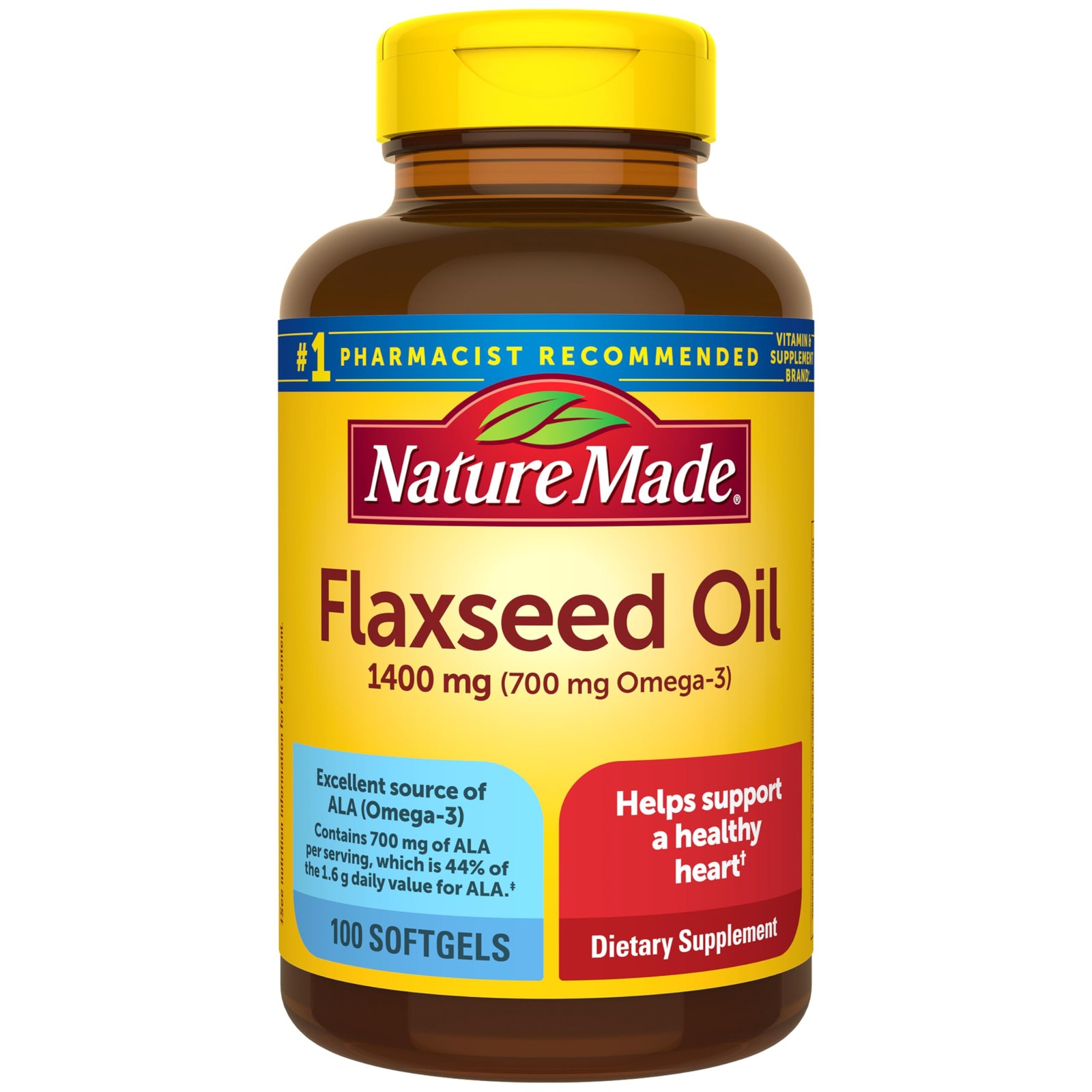 Nature Made Extra Strength Flaxseed Oil 1400 100 Count (Pack of 1), No Color