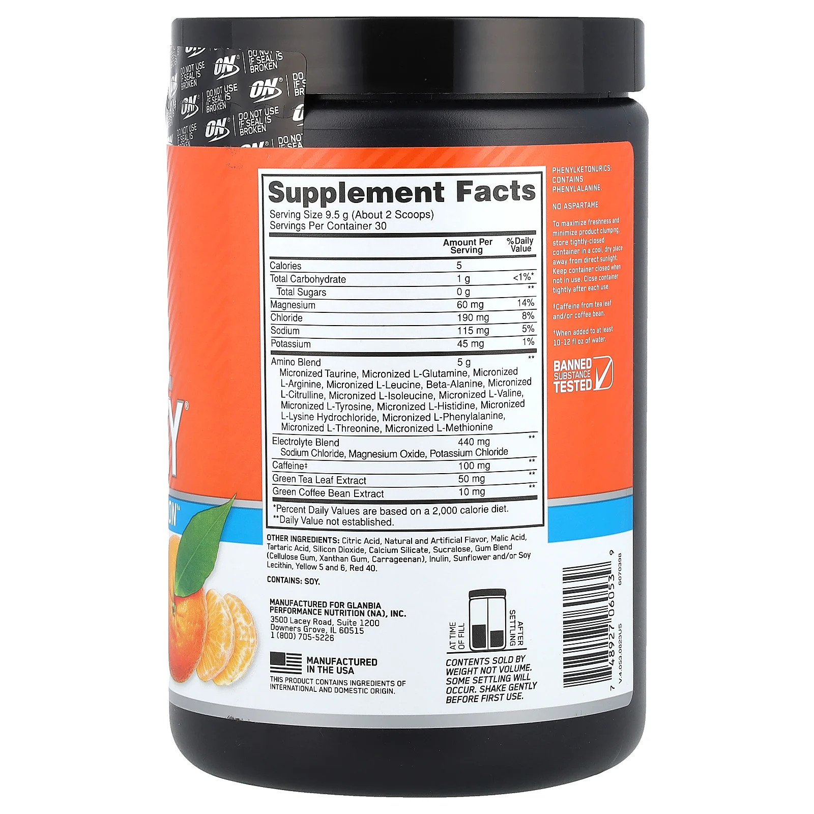 ESSENTIAL AMIN.O. ENERGY + ELECTROLYTES, Tangerine Wave, 10.05 oz (285 g)