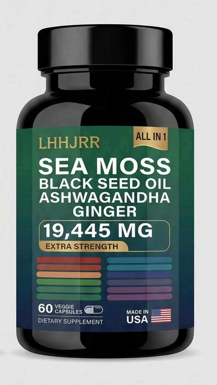 Sea Moss, Black Seed Oil, Ashwagandha, Turmeric, Ginger (16 in 1) 60 Capsules