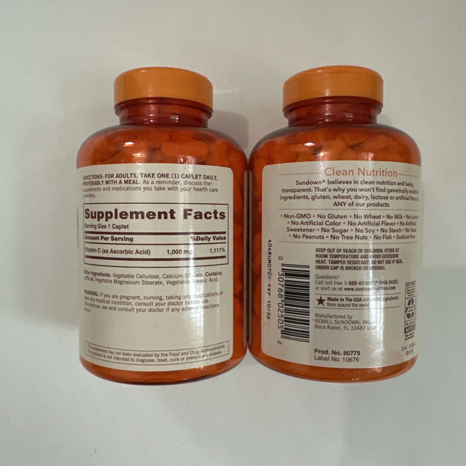 (2) Sundown NON GMO Vitamin C 1000 mg Exp. 10/26