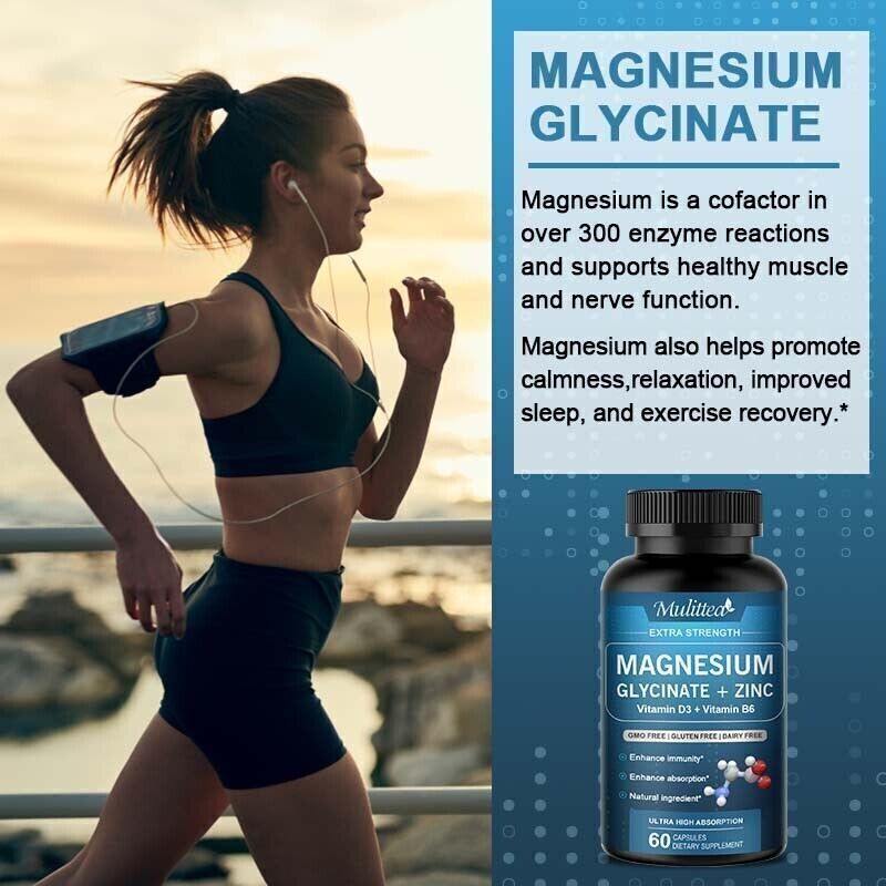 Magnesium Glycinate 500mg High Absorption,Improved Sleep,Stress&Anxiety Relief