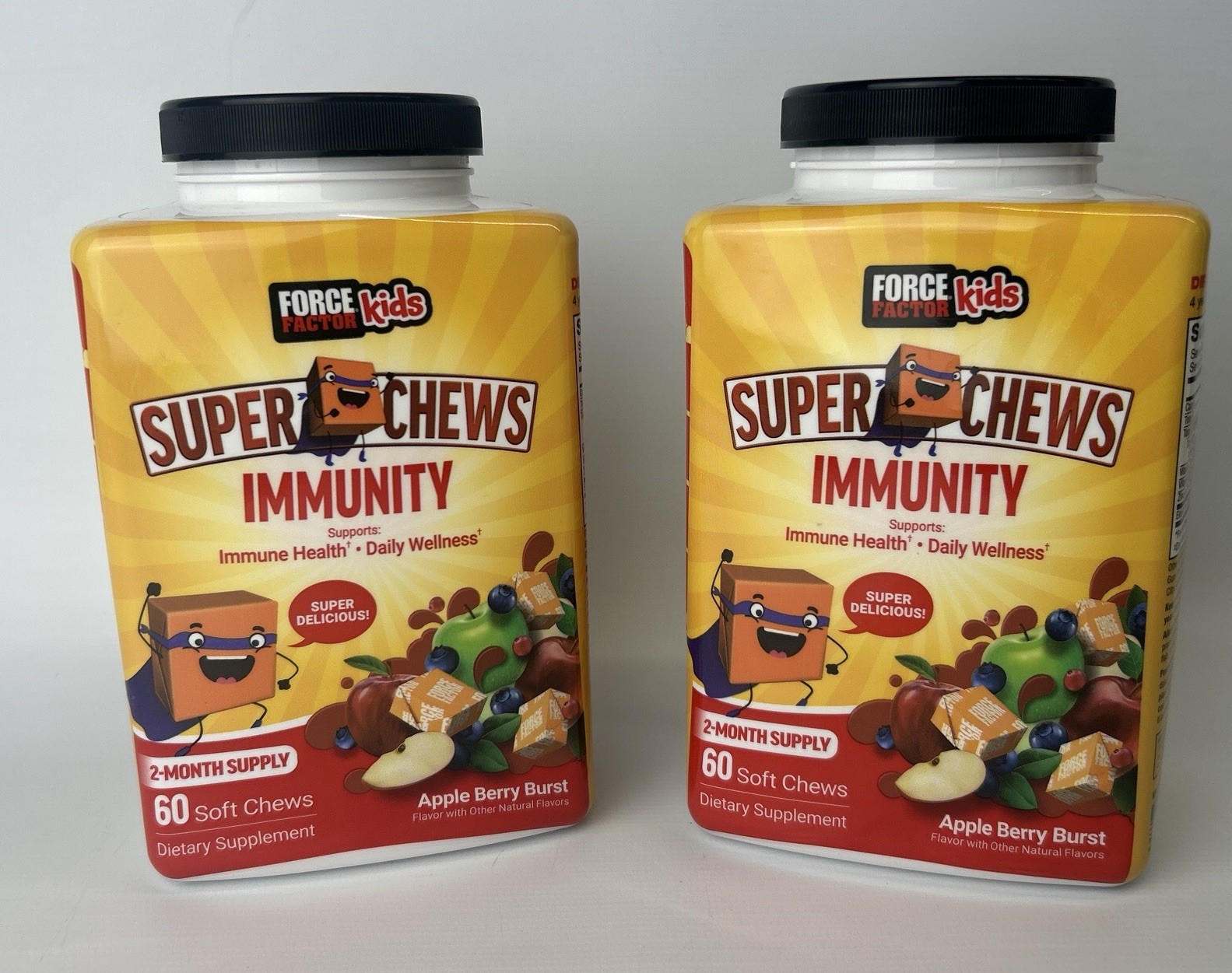 2 Bottles Kids Immunity Super Chews – Apple Berry Burst, Soft Chews exp: 2-8-26
