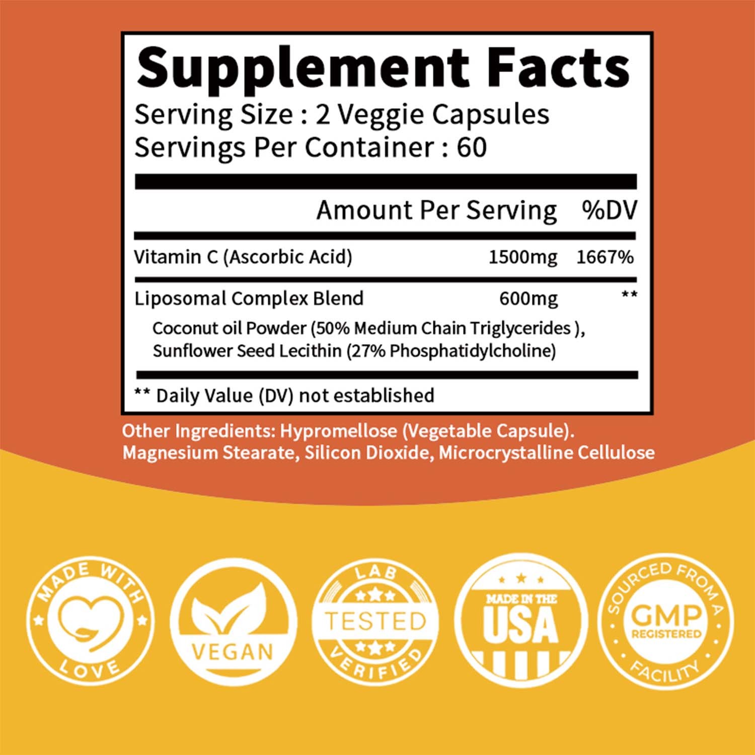 Liposomal Vitamin C 2100mg – High Absorption Supplements, Enhance Immunity