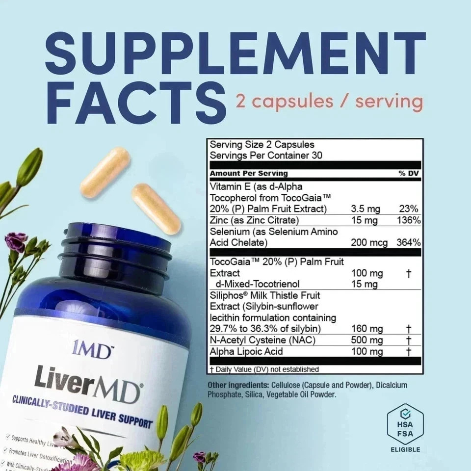 3 Packs 1MD Nutrition LiverMD Liver Support Supplement New 180 Count