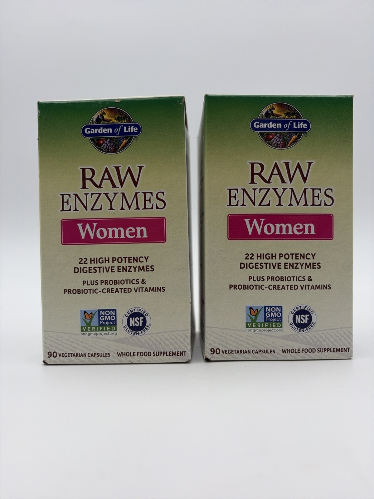 Garden of Life Raw Enzymes Women Digestive Health Support 90 Caps x2 BB 06/26