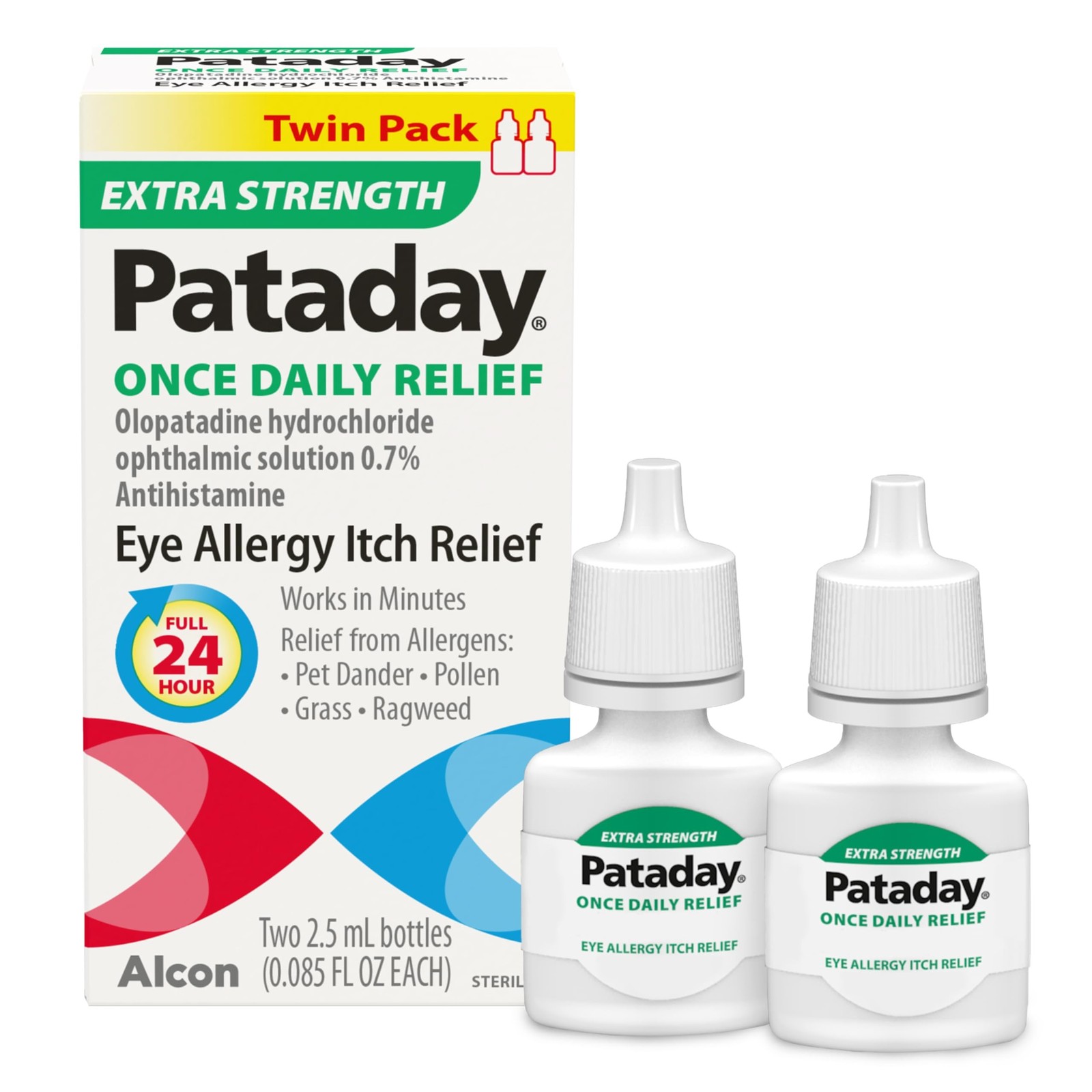 Extra Strength Pataday Once Daily Allergy Itch Relief Drops, 2.5 mL, 2 Pack