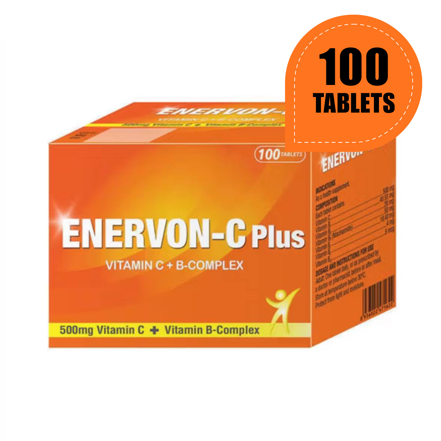 ENERVON-C Vit C + Vit B-Complex Increase Energy Immunity 500mg (100’s)