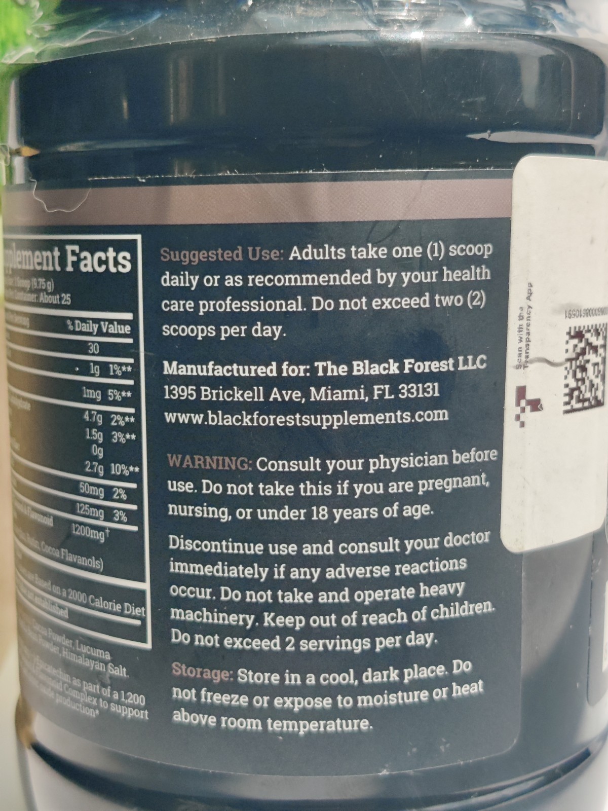 Black Forest High Flavanol Cocoa Powder and Flavonoids Supplement 1200mg 8 oz