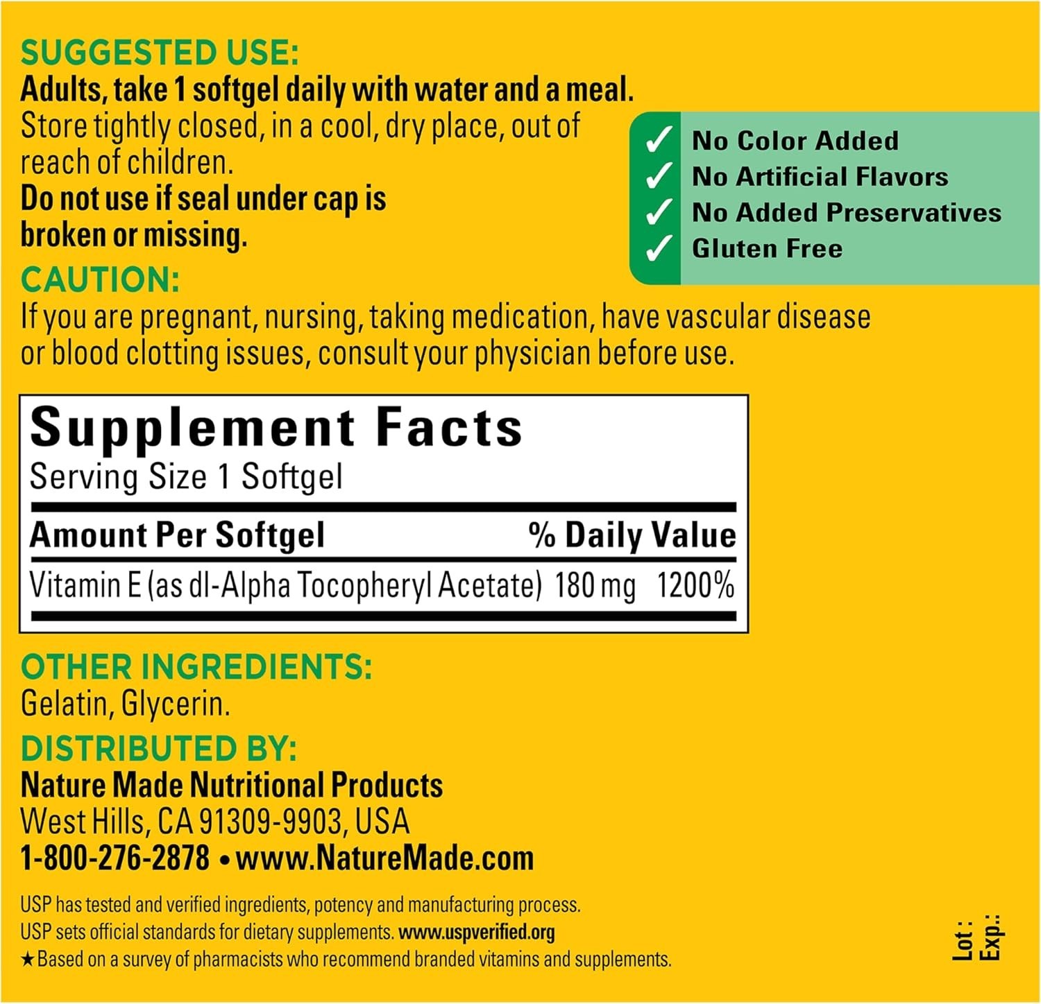 Ultimate Vitamin E 400 IU Softgels – 300-Day Antioxidant & Skin Support