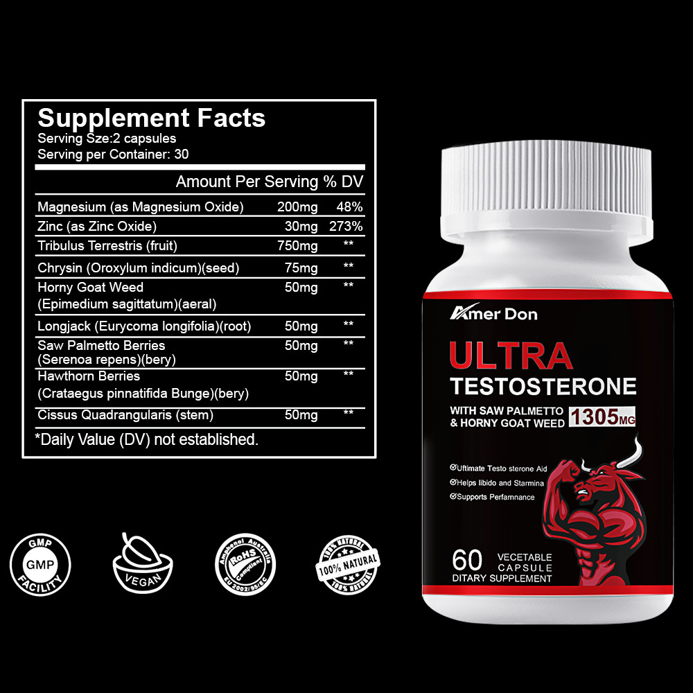 Natural Testosterone Booster 90ct Increase Energy Improve Muscle Strength Growth