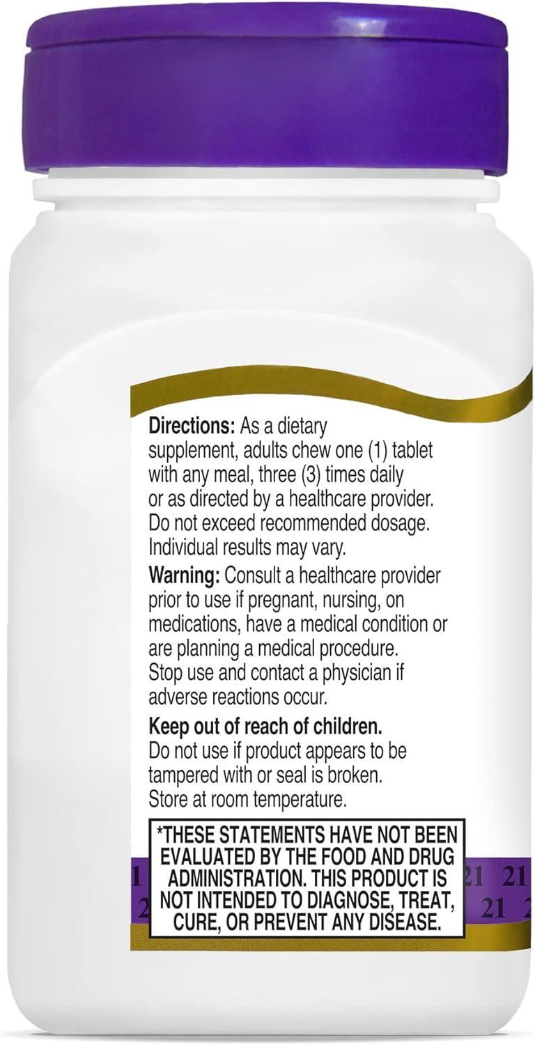 Papaya Enzymes Tropical Flavor Digestion Nutrient Absorption Support, 100 Chews