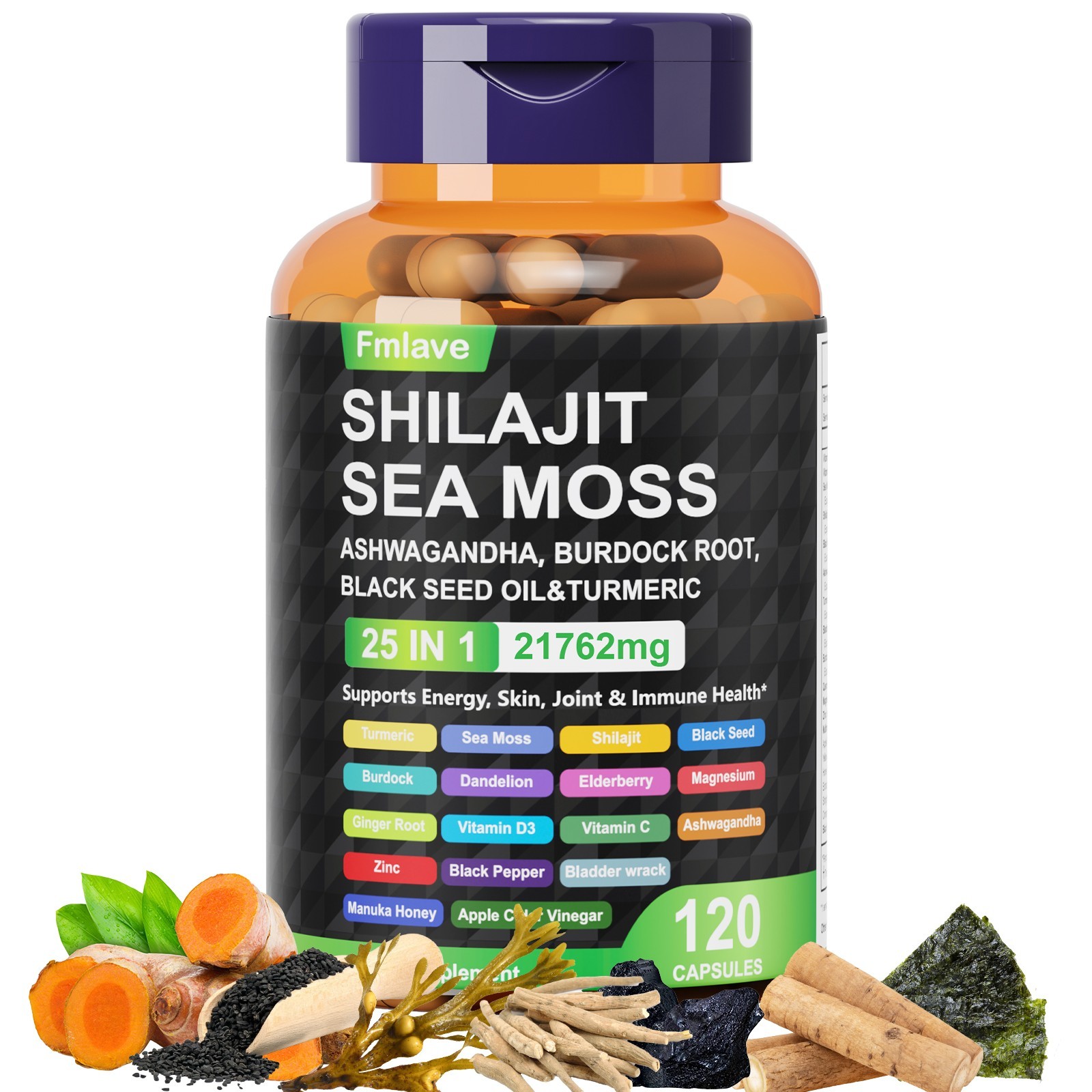 Certified Organic Sea Moss Capsules – Irish Sea Moss Bladderwrack Burdock Root