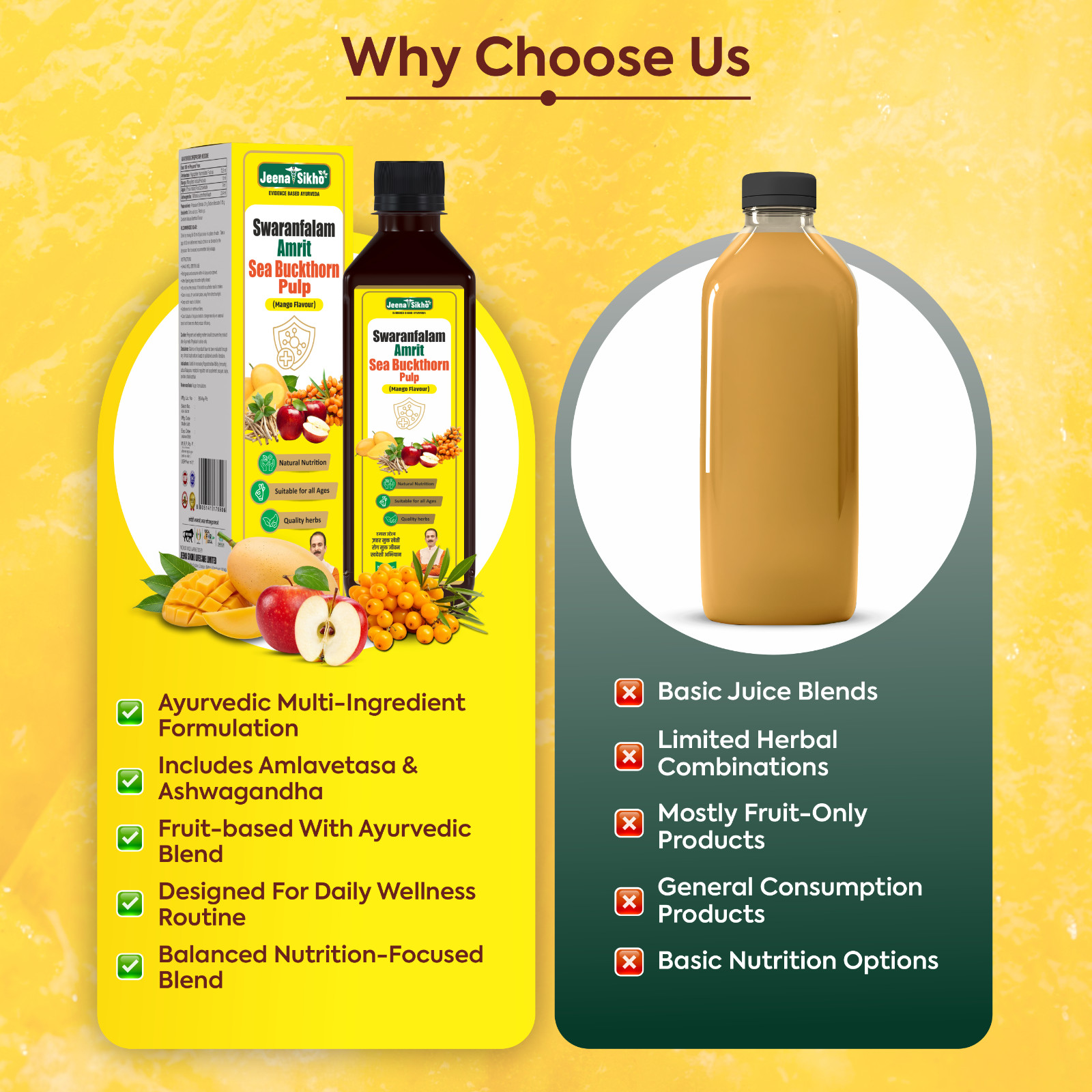 Jeena Sikho Swaranfalam Amrit Sea Buckthorn Mango | Immunity Juice (500ml) 2pc