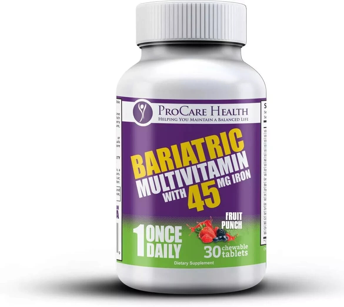 Multivitamina Bariatrica | Masticable | 45 Mg L Ponche De Frutas | 30 Unidades