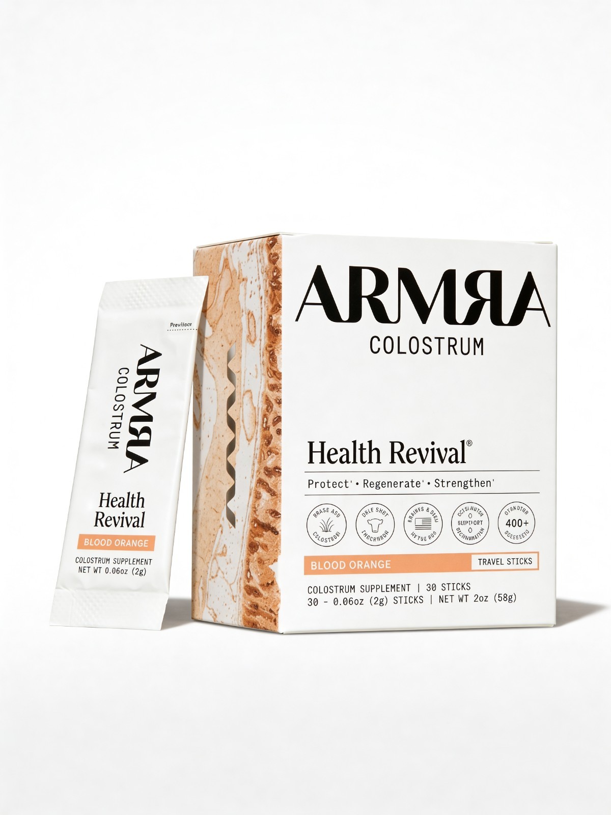 ARMRA Colostrum Superfood Grass-Fed – Health Revival- Blood Orange 30 Servings.