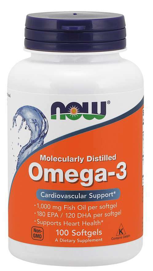 NOW Foods Omega 3 180EPA/120DHA 100 Softgels 1000mg Fish Oil 05/25EXP